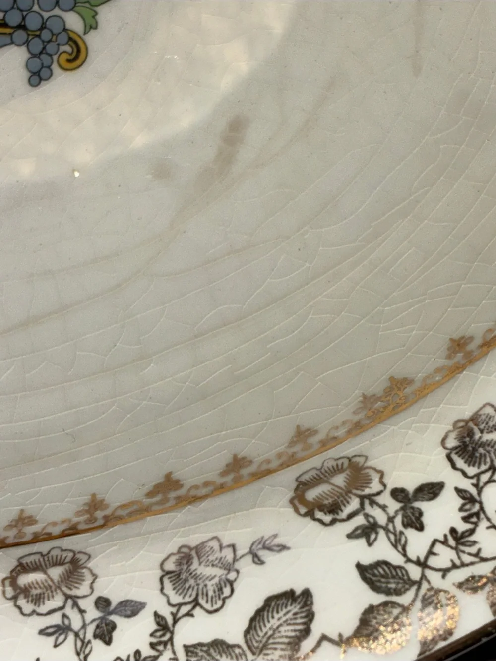 Vintage Pope Gosser 1151 Floral Fruit Pattern Serving Bowl